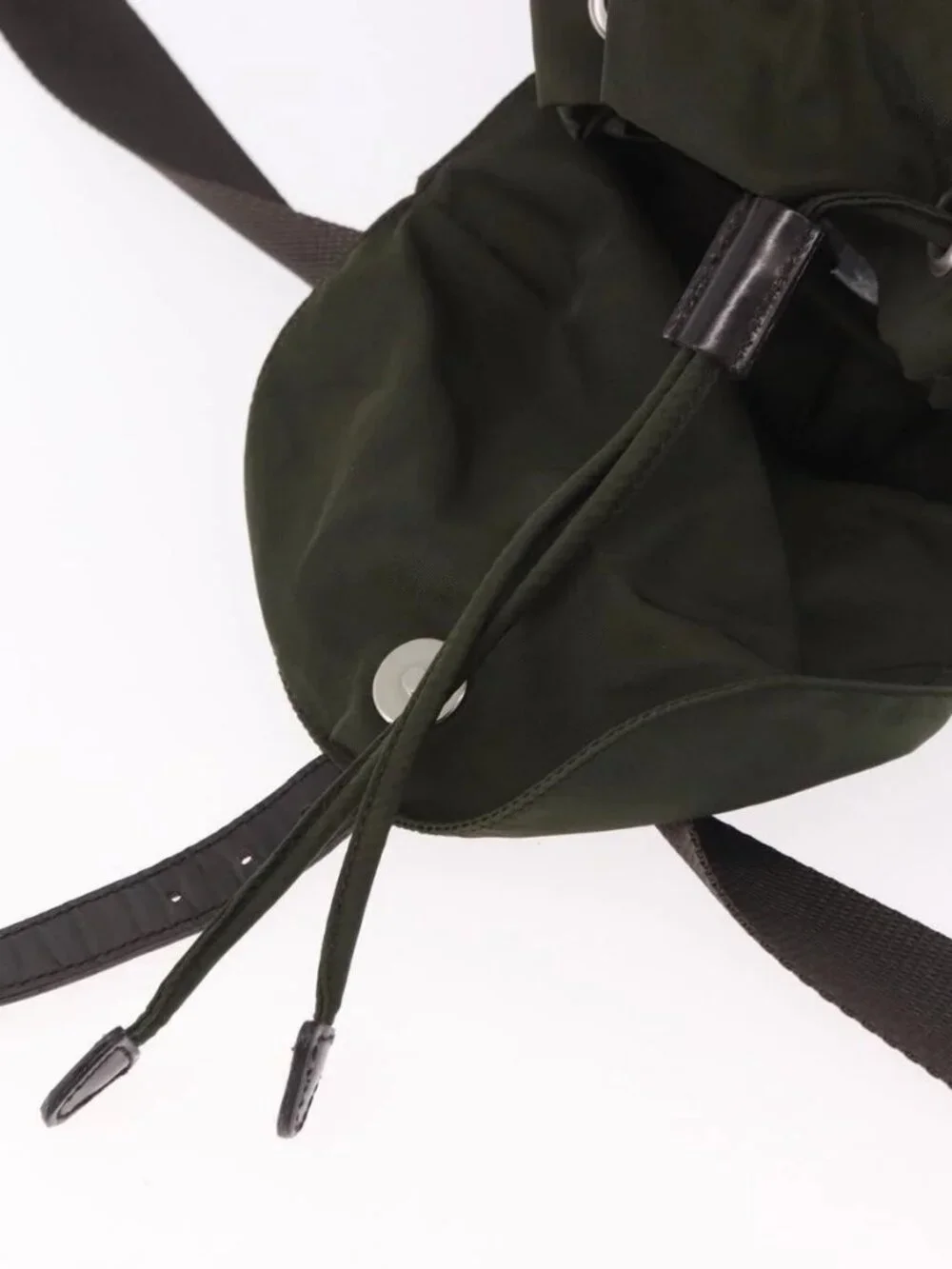 PRADA Backpack Nylon Khaki Silver Auth hk3832